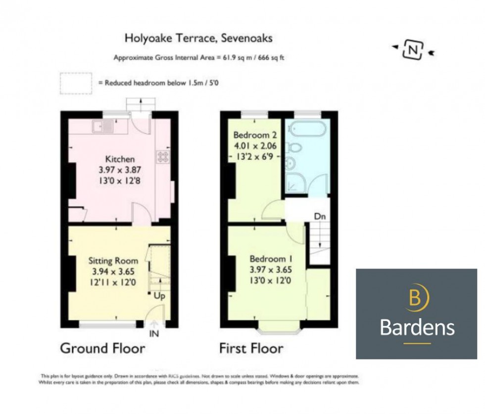 Floorplan for Two Double Bedroom Semi-Detached House Close to Sevenoaks Station