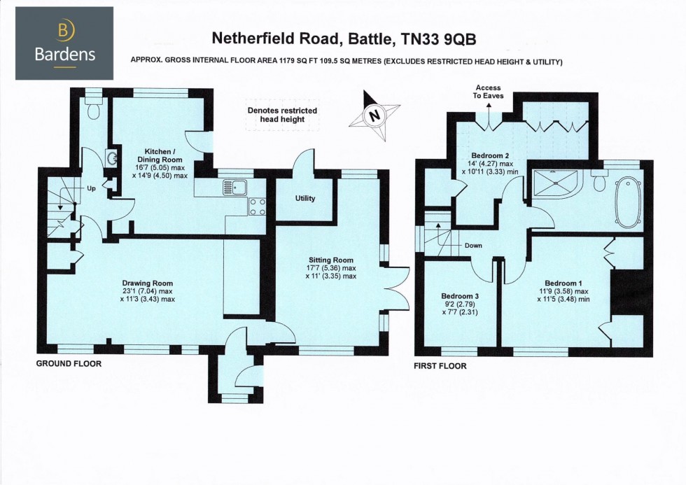 Floorplan for Three Bedroom Detached House, Netherfield, Battle