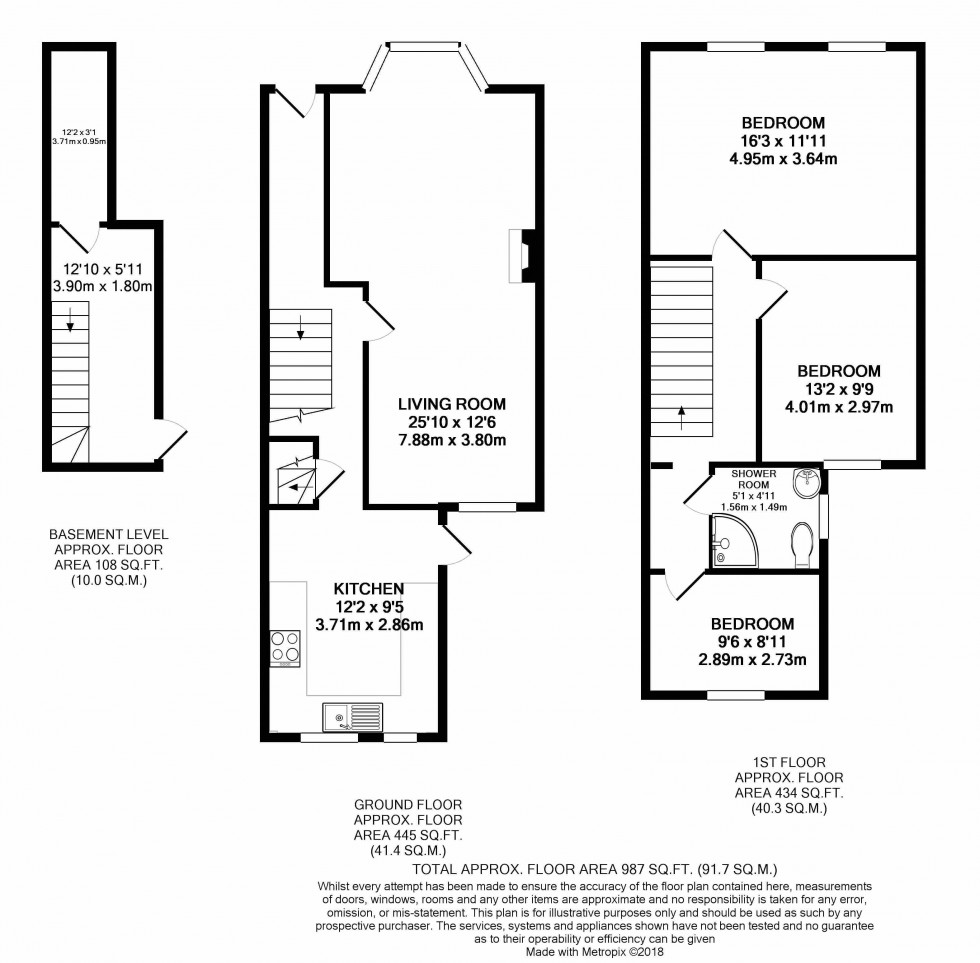 Floorplan for Newly Refurbished Three Bedroom Semi-Detached House, Otford Road, Sevenoaks - NO CHAIN