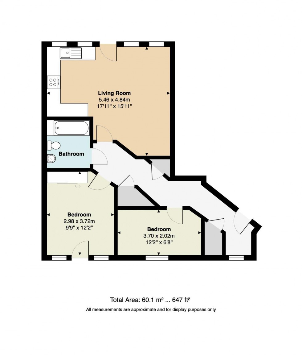 Floorplan for Modern Two Bedroom Apartment with Parking Close to Station, Addison Road, Tunbridge Wells