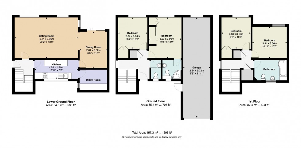Floorplan for Four Bedroom House with Garage and Garden, Redleaf Close, Tunbridge Wells